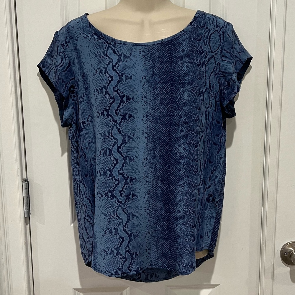 Joie Silk Snake Print Cap Sleeve Blouse Sz M